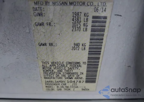 2015 Nissan Altima 3.5 Sl from USA, damaged, VIN 1N4BL3AP0FC104787